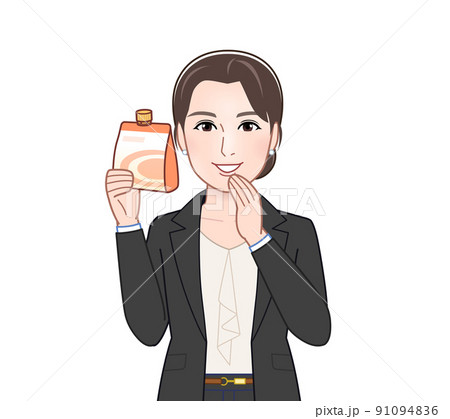 栄養補助食品をもつ女性 91094836