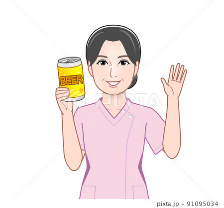 缶ビールを片手に持つ女性 缶ビールを片手に持つ女性 91095034