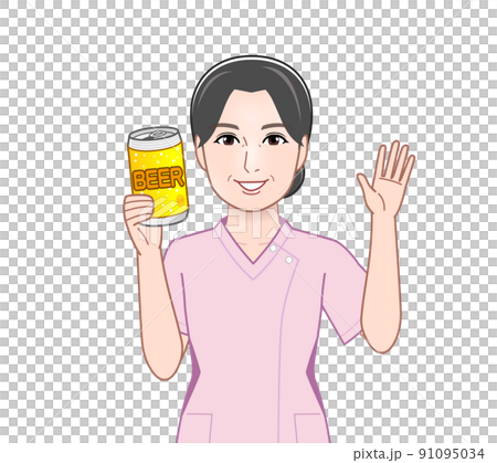 缶ビールを片手に持つ女性 缶ビールを片手に持つ女性 91095034
