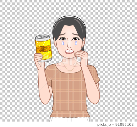 A woman holding a can of beer in one hand A woman holding a can of beer in one hand 91095108