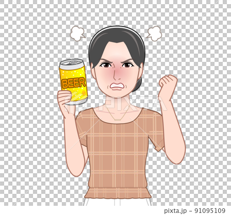 A woman holding a can of beer in one hand A woman holding a can of beer in one hand 91095109