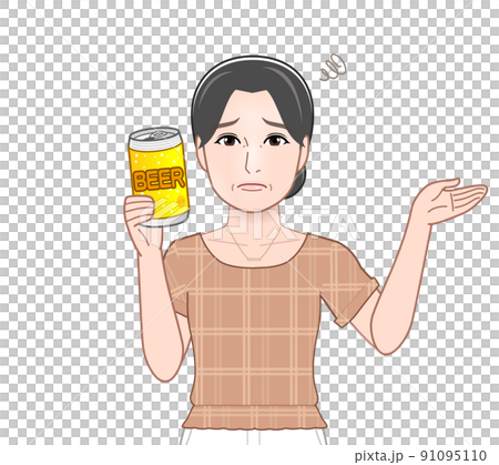 缶ビールを片手に持つ女性 91095110