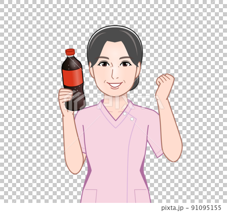 Woman drinking carbonated juice 91095155
