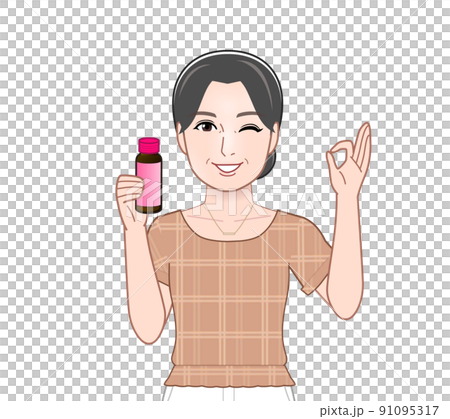 Woman with cosmetology drink Woman with cosmetology drink 91095317