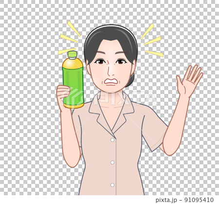 Woman with a bottle of tea Woman with a bottle of tea 91095410