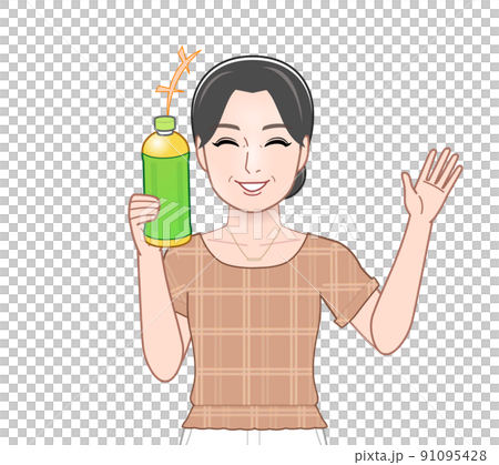 Woman with a bottle of tea 91095428