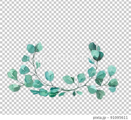 水彩葉框 91095611