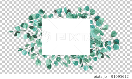 水彩葉框 91095612