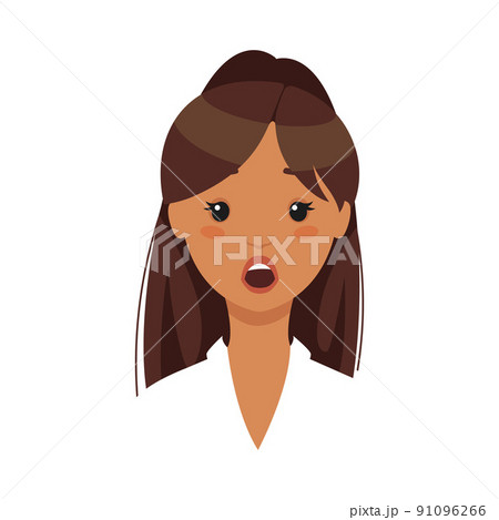 Face of Brunette Office Woman Character in White Blouse Gasping Demonstrating Emotion of Amazement Vector Illustration Face of Brunette Office Woman Character in White Blouse Gasping Demonstrating Emotion of Amazement Vector Illustration 91096266
