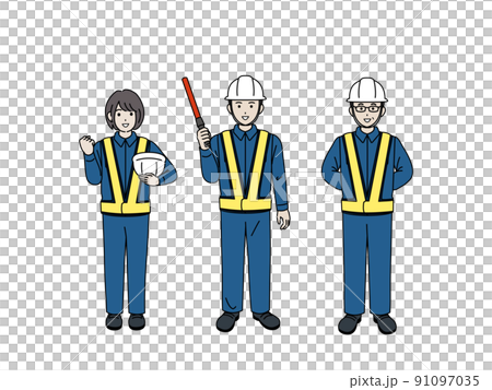 ガードマン 交通誘導 警備員 男女 イラスト ガードマン 交通誘導 警備員 男女 イラスト 91097035