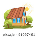 Summer landscape. House surrounded by trees 91097461