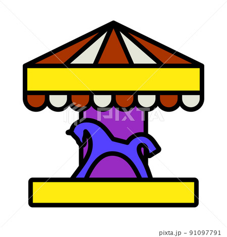 Children Horse Carousel Icon 91097791