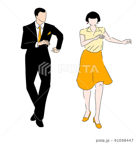 スーツの男性とダンスをする女性 スーツの男性とダンスをする女性 91098447