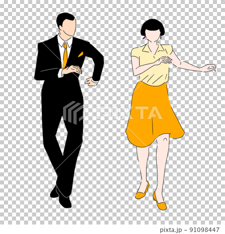 スーツの男性とダンスをする女性 スーツの男性とダンスをする女性 91098447