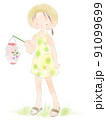手持ち提灯を持つ女の子 91099699