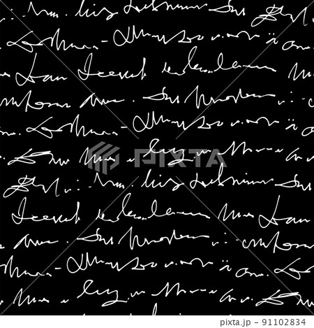 Handwritten abstract text vector seamless pattern, hand drawn background 91102834