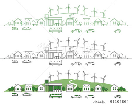街並み　住宅街　背景素材 91102864