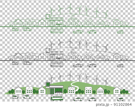 街並み　住宅街　背景素材 91102864