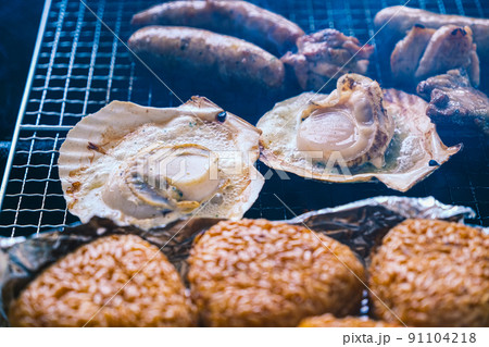 【BBQ】バーベキュー（ホタテ・焼きおにぎり・ソーセージ）） 91104218