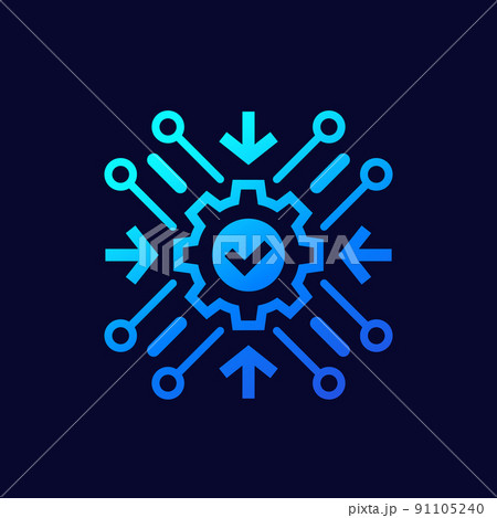 Integration process icon with a gear, vector 91105240