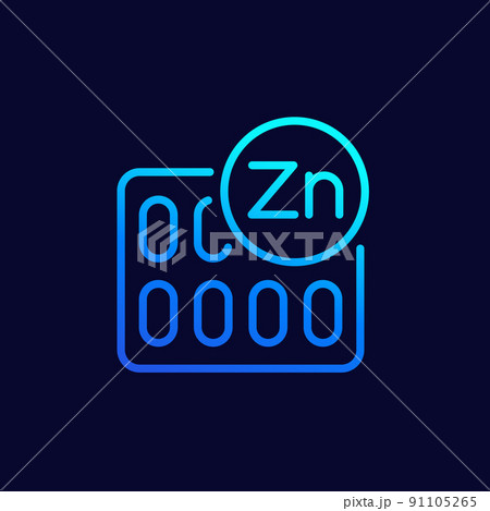 zinc capsules, Zn mineral line vector icon 91105265