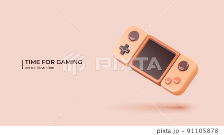 Realistic 3d design of Game console floating in the air in cartoon minimal style. 91105878