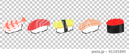 一列に並んだお寿司 91105895