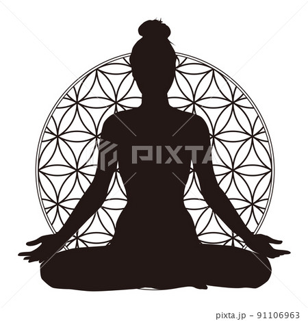 シンプルなヨガ瞑想をする人のベクターとJPGのイラスト素材 91106963