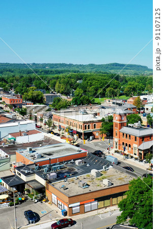 Aerial vertical view of Milton, Ontario, Canada on spring day Aerial vertical view of Milton, Ontario, Canada on spring day 91107125