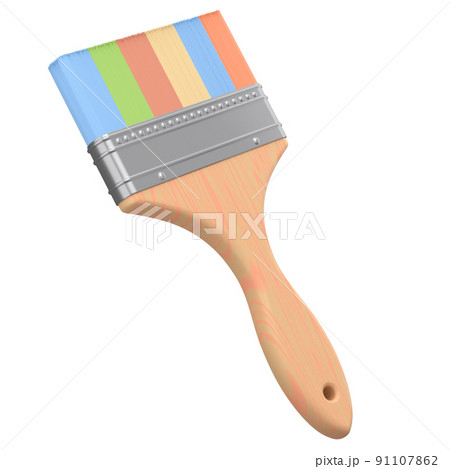 Paint bristle brush for repair work and construction on white background. 91107862