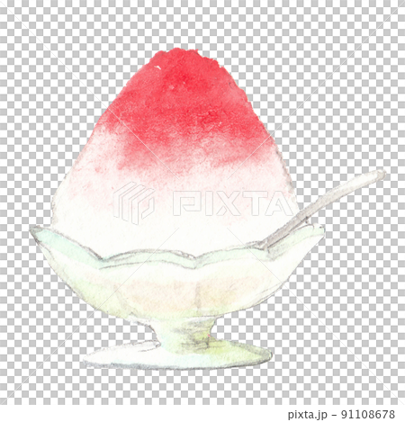 かき氷のカットイラスト　手描き水彩 91108678