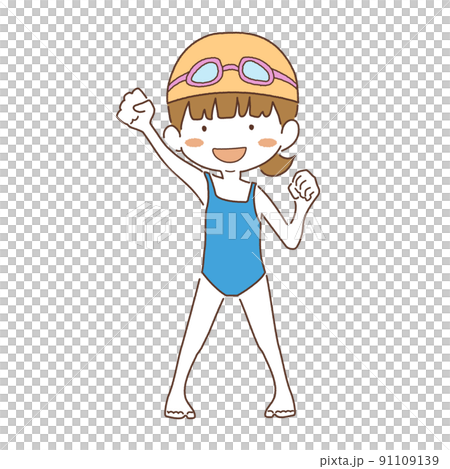 矢量素材學校泳裝女孩 矢量素材學校泳裝女孩 91109139