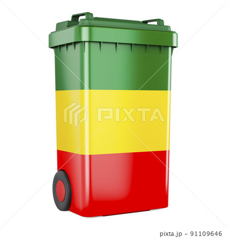 Waste container with Rastafarian flag, 3D rendering 91109646