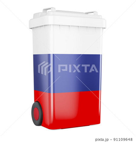 Waste container with Russian flag, 3D rendering 91109648