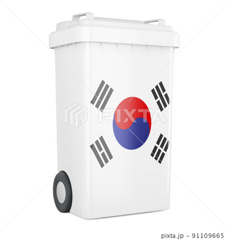 Waste container with South Korean flag, 3D rendering 91109665