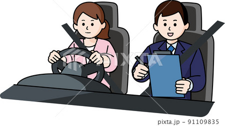 教習所の女性教習生と教官 91109835