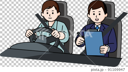 Male driving school students and instructors 91109947