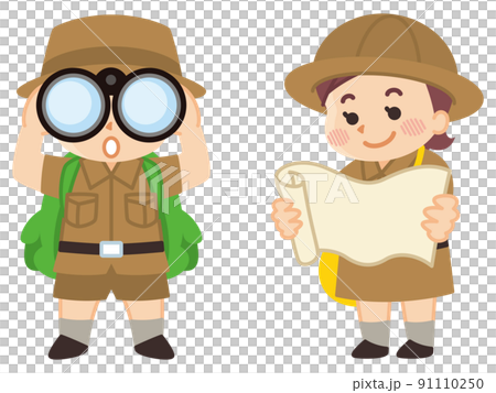 探險隊的孩子們在戶外尋找童子軍冒險 91110250