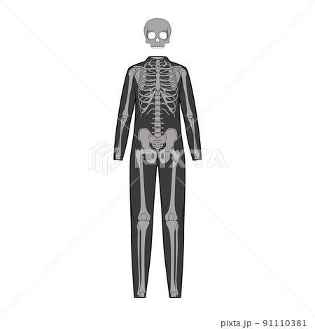 Skeleton costume with scull Human bones front view men, women for Halloween, festivals for printing on clothes for Day Skeleton costume with scull Human bones front view men, women for Halloween, festivals for printing on clothes for Day 91110381