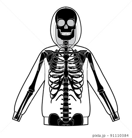 Set of Skeleton costume Human bones on hoodie front view men women, children for Halloween, day of dead festivals 91110384