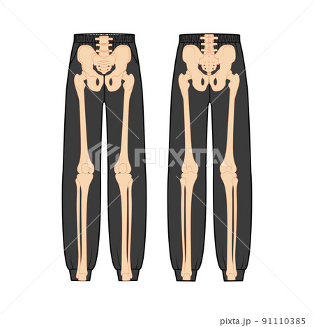 Set of Skeleton costume Human bones on sweatpants front back view men women for Halloween, festivals for printing Set of Skeleton costume Human bones on sweatpants front back view men women for Halloween, festivals for printing 91110385