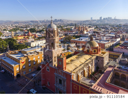 An aerial view of Queretaro City, Mexico. Drone photo in the morning in City center An aerial view of Queretaro City, Mexico. Drone photo in the morning in City center 91110584