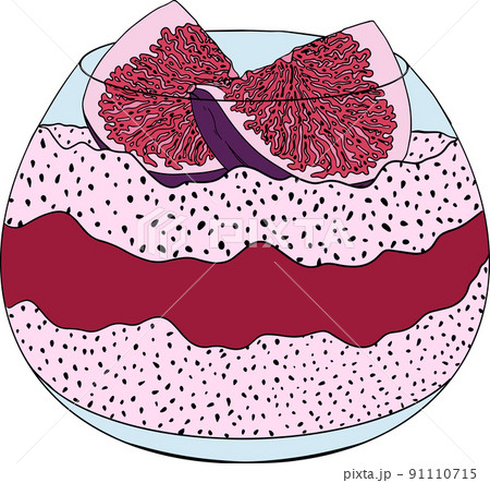 Delicious sweets and desserts. Hand drawn colorful illustration of traditional desserts Delicious sweets and desserts. Hand drawn colorful illustration of traditional desserts 91110715