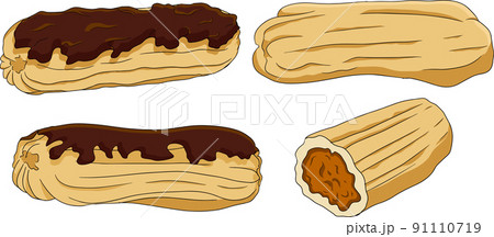 Delicious sweets and desserts. Hand drawn colorful illustration of traditional desserts Delicious sweets and desserts. Hand drawn colorful illustration of traditional desserts 91110719