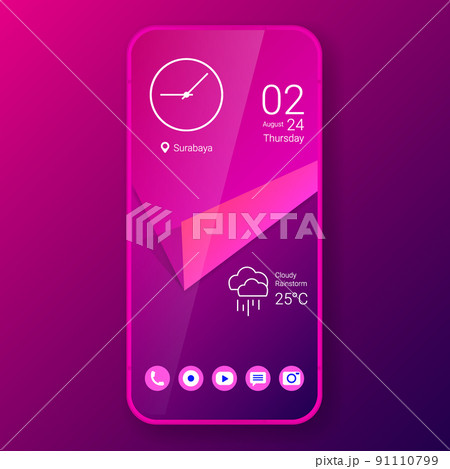 purple paper texture home screen realistic smartphone user interface purple paper texture home screen realistic smartphone user interface 91110799