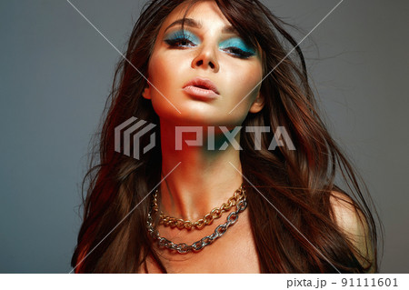Beautiful woman in color Light. amazing girl 91111601