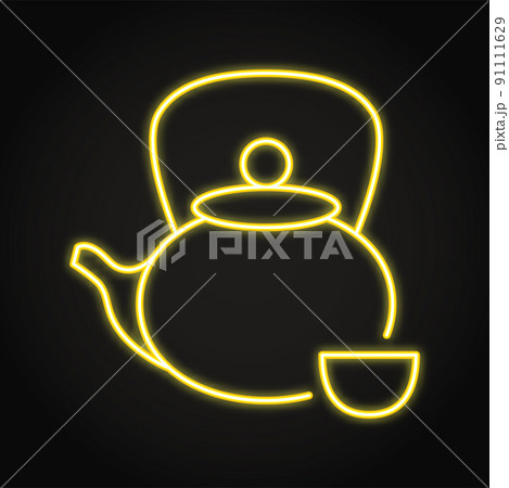 Tea neon icon in line style 91111629