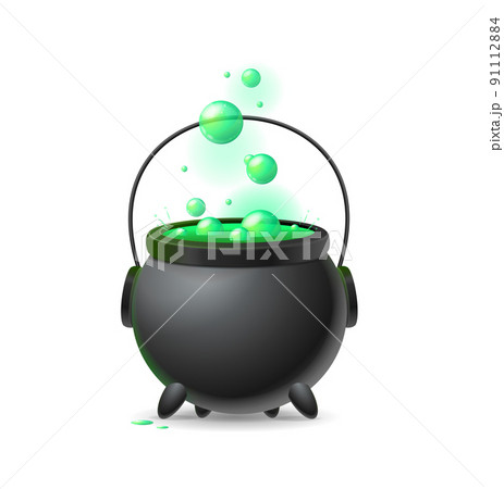 Realistic Detailed 3d Witch Cauldron. Vector 91112884