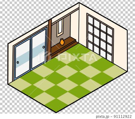 Ryukyu tatami Japanese-style room isometric illustration 91112922