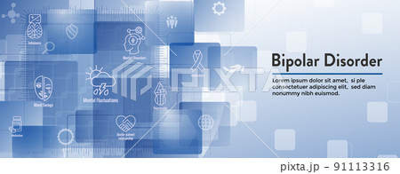 Bipolar Disorder or Depression BP Icon Set & Web Header Banner 91113316